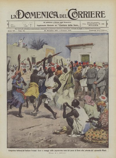 Conquista italiana del Fezzan, feste e omaggi della popolazione di Brak da Achille Beltrame