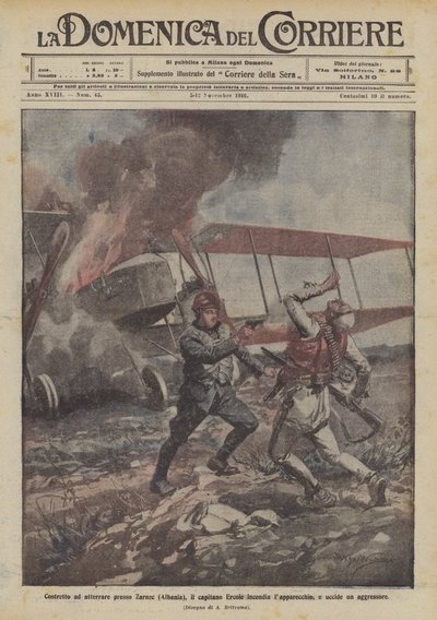 Costretto ad atterrare presso Zarnec (Albania), il capitano Ercole incendia l