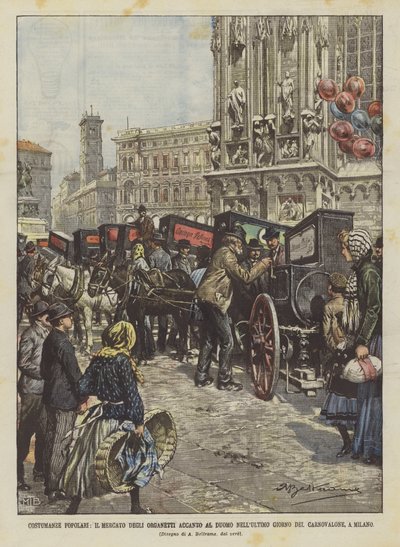 Costumanze popolari, il mercato degli organetti accanto al Duomo nell