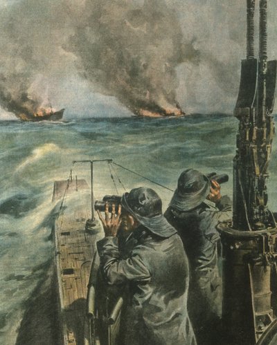 Illustrazione di copertina delle navi anglo-americane silurate al largo della costa dell