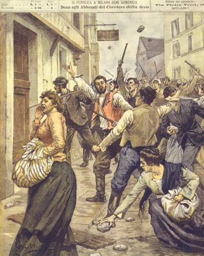Illustrazione di copertina delle rivolte antisemite in Moravia da Achille Beltrame
