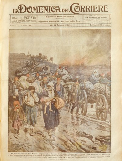 Illustrazione di copertina della sconfitta greca in Asia Minore da Achille Beltrame