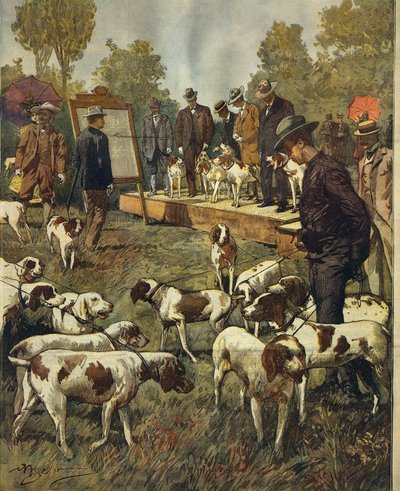 Esposizione canina e prove sul campo di cani da caccia a San Siro (Milano), di Achille Beltrame (1871-1945), da La Domenica del Corriere, 2 luglio 1899 da Achille Beltrame