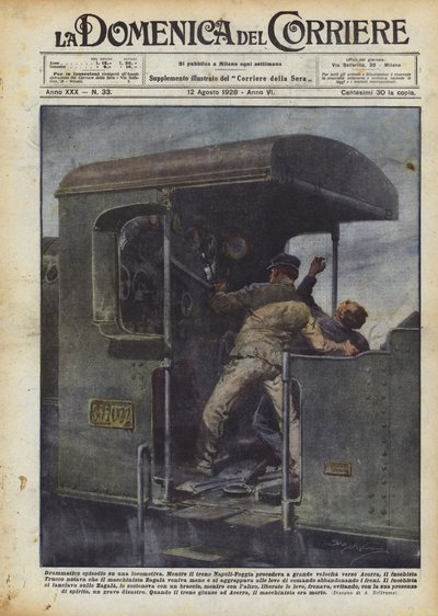 Drammatico episodio su una locomotiva da Achille Beltrame