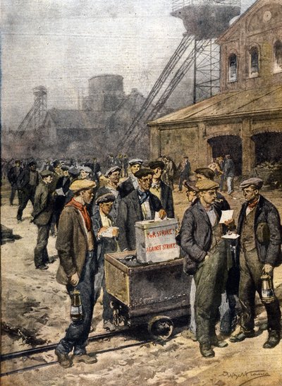 Scioperi dei minatori inglesi. Illustrazione di Achille Beltrame. La Domenica del Corriere da Achille Beltrame