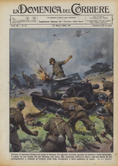 Eroismo di legionari italiani sui campi di Spagna da Achille Beltrame