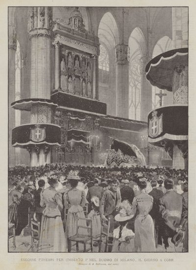 Esequie funebri per Umberto I nel Duomo di Milano, il giorno 4 corrente da Achille Beltrame