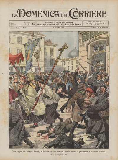 Festa tragica del Corpus Domini a Bielostok (Russia europea), bombe contro la processione e massacro di ebrei da Achille Beltrame
