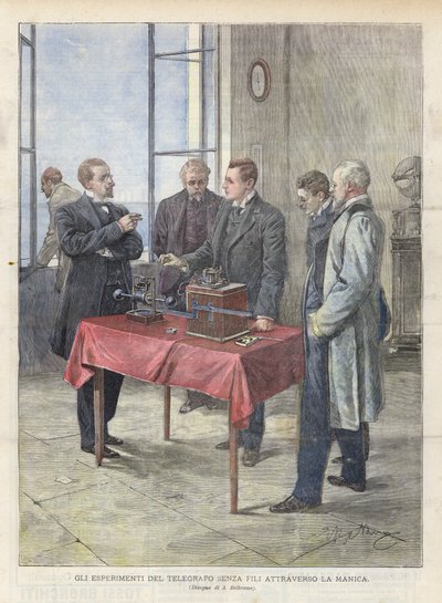 Gli esperimenti del telegrafo senza fili attraverso la Manica da Achille Beltrame