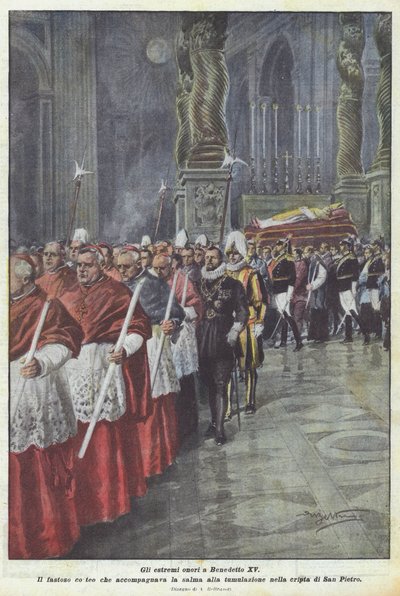 Gli estremi onori a Benedetto XV da Achille Beltrame