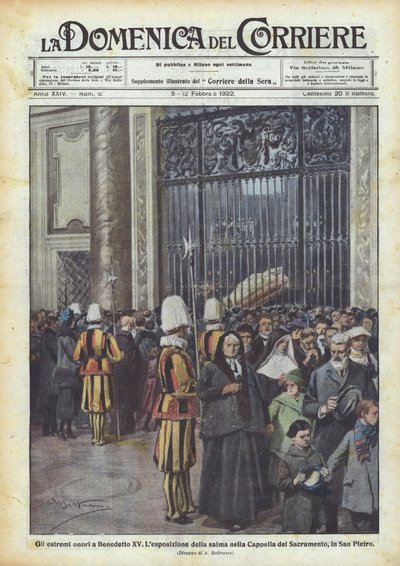 Gli estremi onori a Benedetto XV da Achille Beltrame