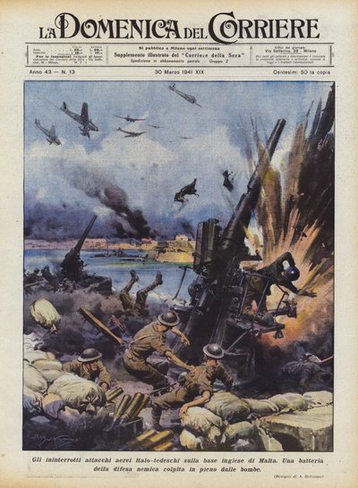 Gli ininterrotti attacchi aerei italo-tedeschi sulla base inglese di Malta da Achille Beltrame