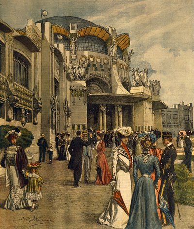 Grande apertura della Prima Esposizione Internazionale di Arti Decorative Moderne a Torino, da La Domenica del Corriere, maggio 1902 da Achille Beltrame