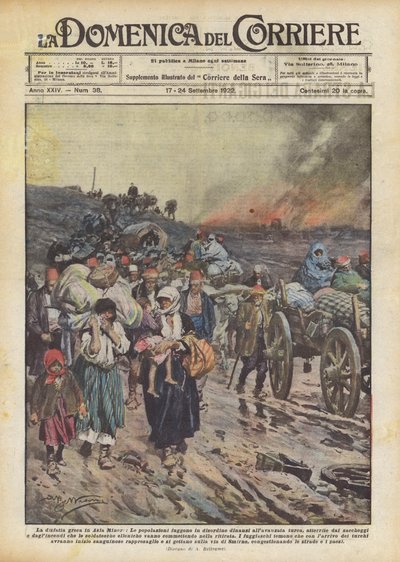 Greci in fuga da Smirne, guerra greco-turca (1919-22) 1922 da Achille Beltrame