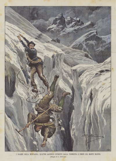 I drammi della montagna, quattro alpinisti investiti dalla tormenta e periti sul Monte Bianco da Achille Beltrame