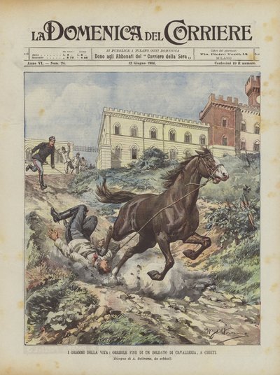 I drammi della vita, orribile fine di un soldato di cavalleria, a Chieti da Achille Beltrame