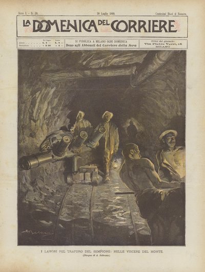 I lavori per il traforo del Sempione, nelle viscere del monte da Achille Beltrame
