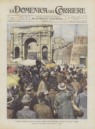 I sovrani visitano gli scavi del Foro Romano nella ricorrenza del 2653° natalizio di Roma da Achille Beltrame