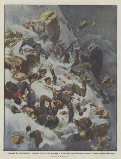 Drammi del contrabbando, tormenta di neve uccide dieci contrabbandieri da Achille Beltrame