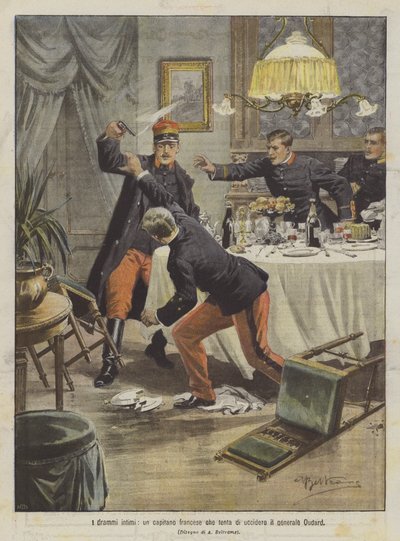 I drammi intimi, un capitano francese che tenta di uccidere il generale Oudard da Achille Beltrame