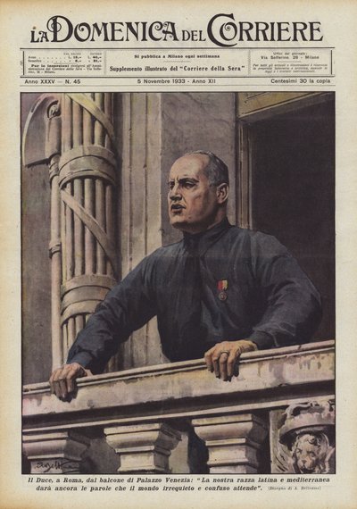 Il Duce, a Roma, dal balcone di Palazzo Venezia da Achille Beltrame