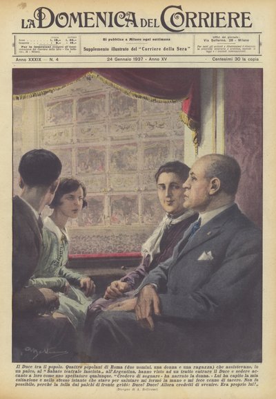 Il Duce tra il popolo da Achille Beltrame