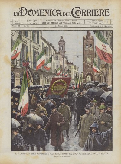Il pellegrinaggio delle associazioni e delle scuole milanesi sul luogo del regicidio a Monza, il 14 marzo da Achille Beltrame