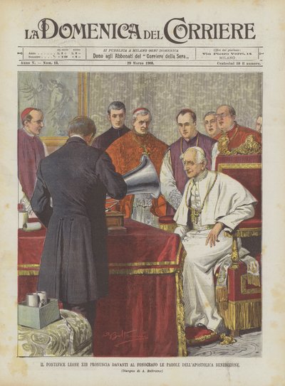 Il pontefice Leone XIII pronuncia davanti al fonografo le parole dell