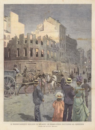 Il rinnovamento edilizio di Milano, le demolizioni notturne al Cordusio da Achille Beltrame