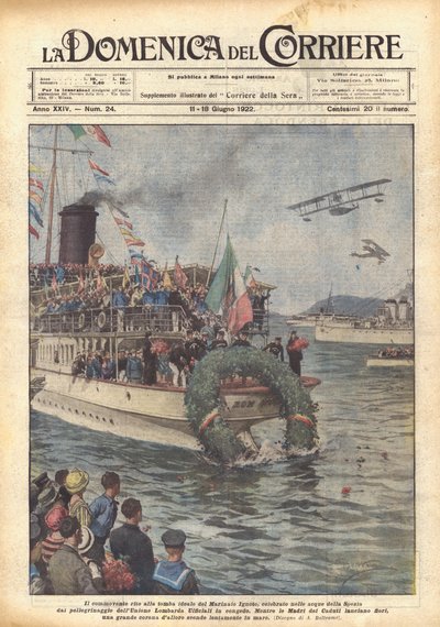 Il commovente rito alla tomba ideale del Marinaio Ignoto, celebrato nelle acque della Spezia da Achille Beltrame