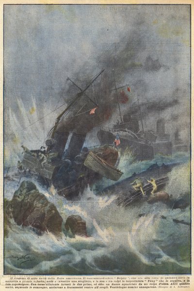 Il dramma di sette unità della flotta americana da Achille Beltrame