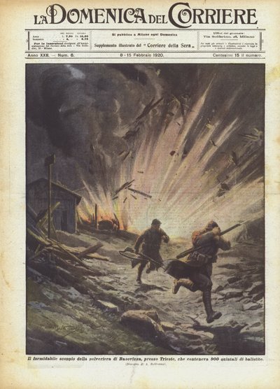 Il formidabile scoppio della polveriera di Basovizza, presso Trieste, che conteneva 900 quintali di balistite da Achille Beltrame