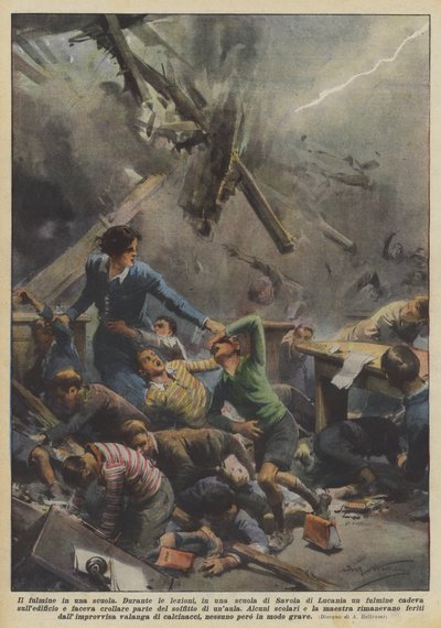 Il fulmine in una scuola da Achille Beltrame