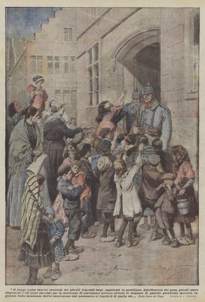 Il lungo corteo sempre crescente dei piccoli fanciulli belgi da Achille Beltrame