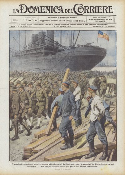 Il prigioniero tedesco, mentre assiste allo sbarco di 72,000 americani trasportati in Francia da Achille Beltrame