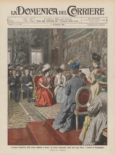 Il primo Congresso delle donne italiane a Roma, la seduta inaugurale nella sala degli Orazi da Achille Beltrame