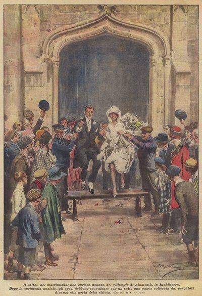 Il salto nel matrimonio, una curiosa usanza del villaggio di Alnmouth, in Inghilterra da Achille Beltrame