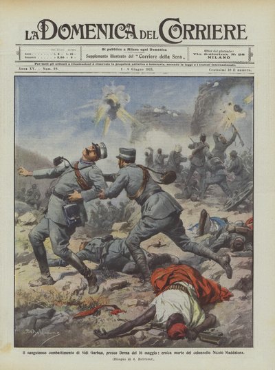 Il sanguinoso combattimento di Sidi Garbaa, presso Derna del 16 maggio, eroica morte da Achille Beltrame