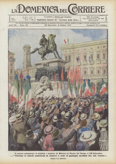 Il solenne giuramento di migliaia e migliaia di Milanesi in Piazza del Duomo, il XX Settembre da Achille Beltrame