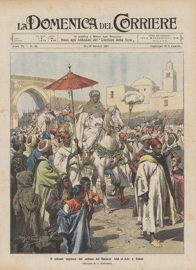 Il solenne ingresso del sultano del Marocco Abd-el-Aziz a Rabat da Achille Beltrame