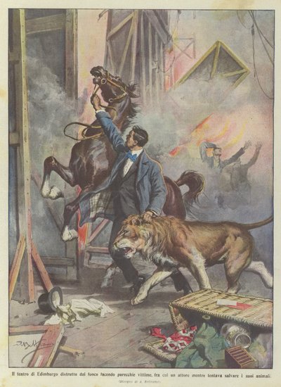 Il teatro di Edimburgo distrutto dal fuoco facendo parecchie vittime, fra cui un attore da Achille Beltrame