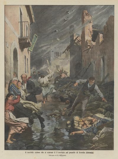 Il terribile ciclone che si scatenò il 3 corrente sul paesello di Scordia (Catania) da Achille Beltrame