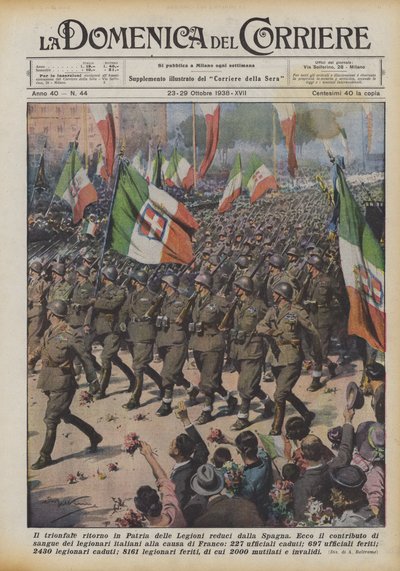Il trionfale ritorno in Patria delle Legioni reduci dalla Spagna da Achille Beltrame
