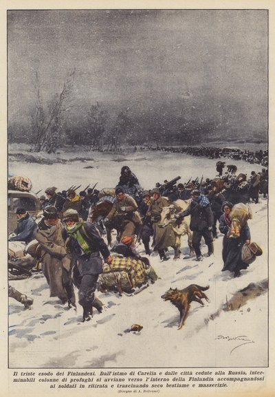 Il triste esodo dei Finlandesi da Achille Beltrame