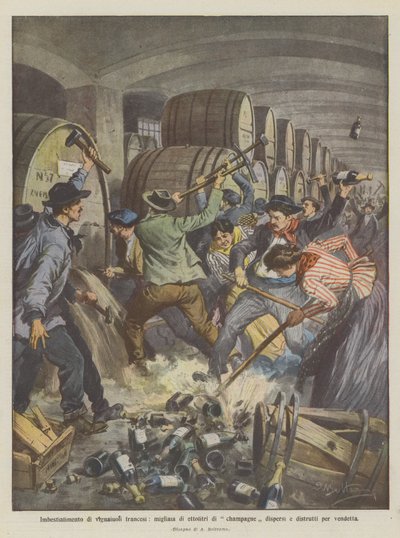 Vignaioli francesi distruggono migliaia di ettolitri di champagne per vendetta da Achille Beltrame