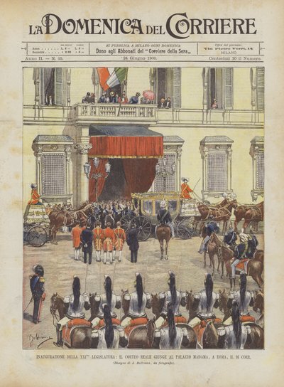 Inaugurazione della XXIma legislatura, il corteo reale giunge al Palazzo Madama, a Roma, il 16 corr da Achille Beltrame