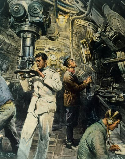 Interno di un sottomarino, di Achille Beltrame, illustrazione da La Domenica del Corriere, 28 dicembre da Achille Beltrame