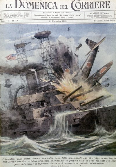 Kamikaze giapponesi che esplodono su navi nemiche - in 