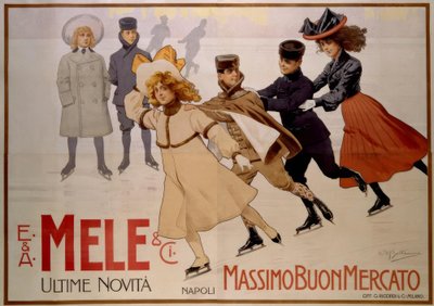 Giovani pattinatori / Manifesto 1902 da Achille Beltrame