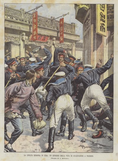 La civiltà europea in Cina, un episodio della vita di guarnigione a Pechino da Achille Beltrame